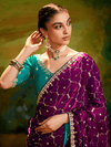 Purple Bandhani Saree with Gota Patti Work