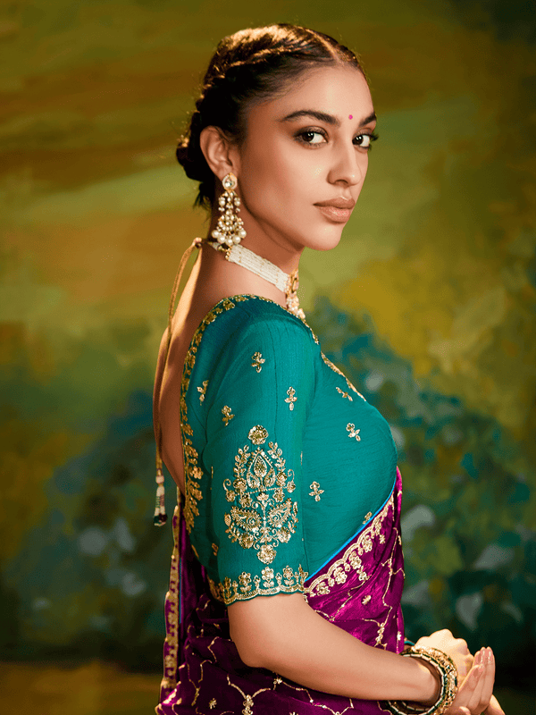 Purple Bandhani Saree with Gota Patti Work