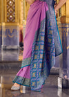 Purple Blue Banarasi Silk Saree
