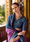 Purple Blue Banarasi Silk Saree