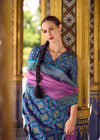 Purple Blue Banarasi Silk Saree