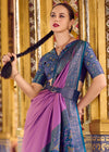 Purple Blue Banarasi Silk Saree