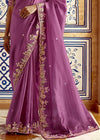 Purple Designer Tissue Silk Saree With Embroidery