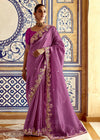 Purple Designer Tissue Silk Saree With Embroidery