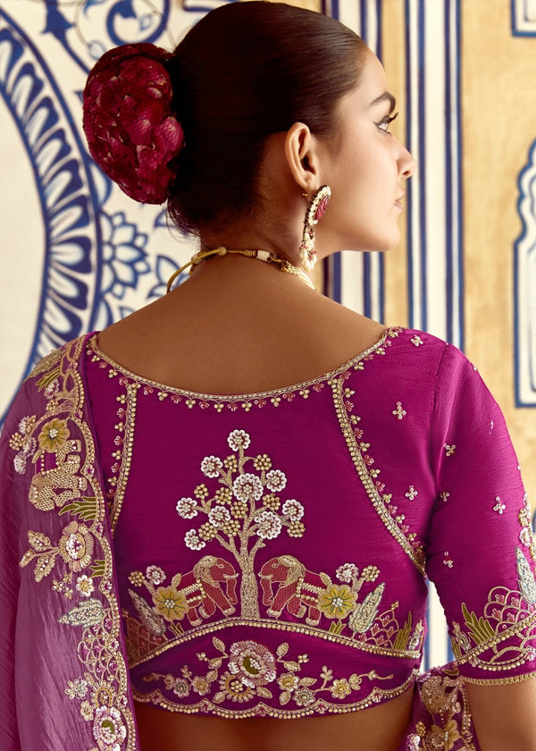 Purple Designer Tissue Silk Saree With Embroidery