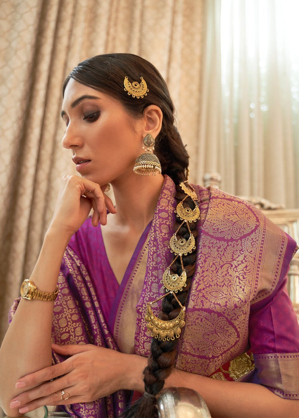 Purple Zari Woven Kanjivaram Saree