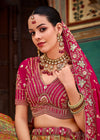 Rani Pink and Olive Green Banarasi Lehenga Choli