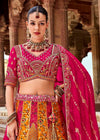 Rani Pink and Orange Banarasi Lehenga Choli