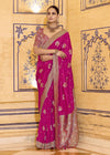 Rani Pink Banarasi Crepe Silk Saree