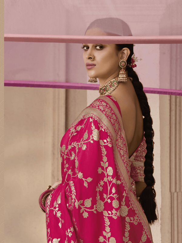 Rani Pink Banarasi Dola Silk Saree