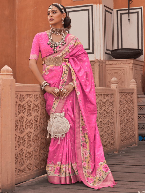 Rani Pink Banarasi Dola Silk Saree