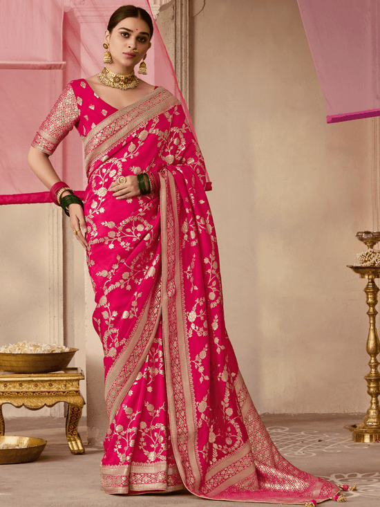 Rani Pink Banarasi Dola Silk Saree