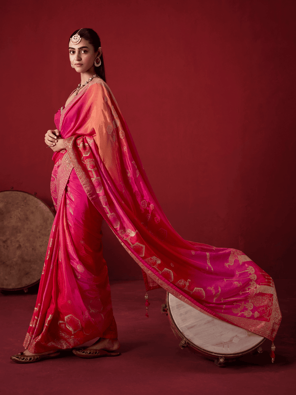 Rani Pink Banarasi Dola Silk Saree