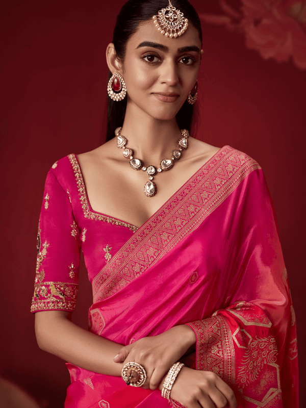 Rani Pink Banarasi Dola Silk Saree