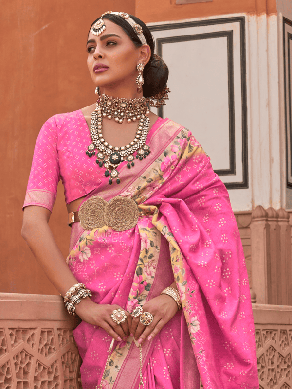 Rani Pink Banarasi Dola Silk Saree