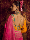 Rani Pink Banarasi Dola Silk Saree With Contrast Blouse