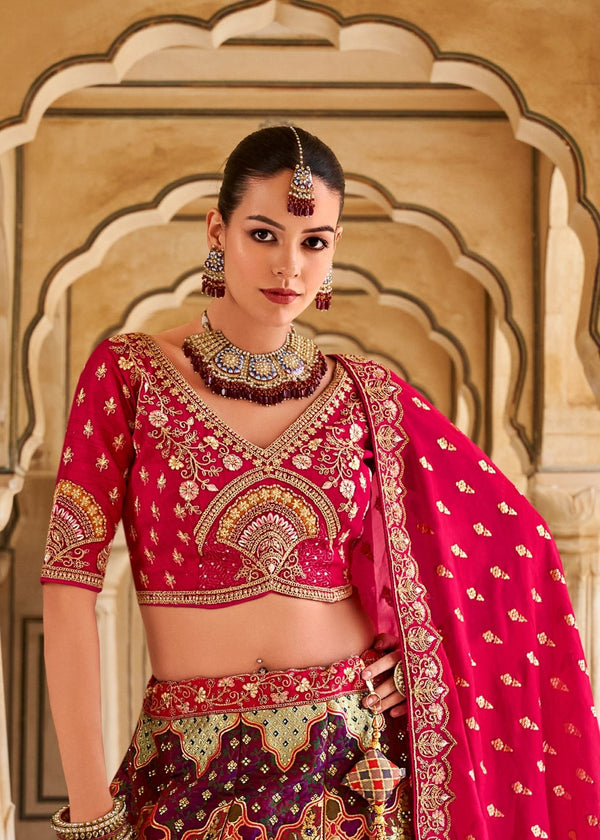 Rani Pink Banarasi Lehenga Choli