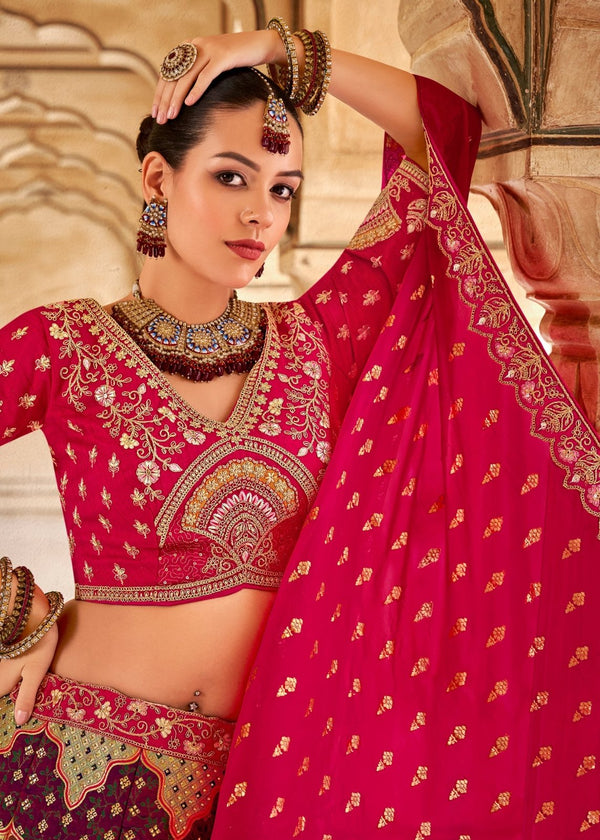 Rani Pink Banarasi Lehenga Choli