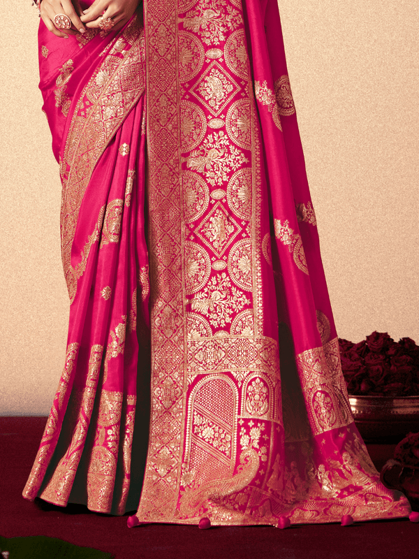 Rani Pink Banarasi Silk Saree