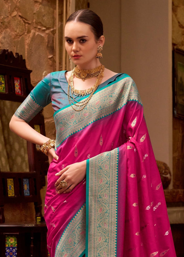 Rani Pink Banarasi Silk Saree