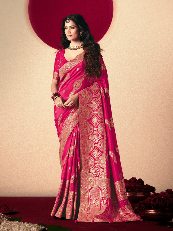 Rani Pink Banarasi Silk Saree