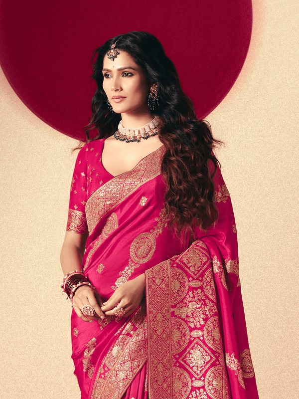 Rani Pink Banarasi Silk Saree