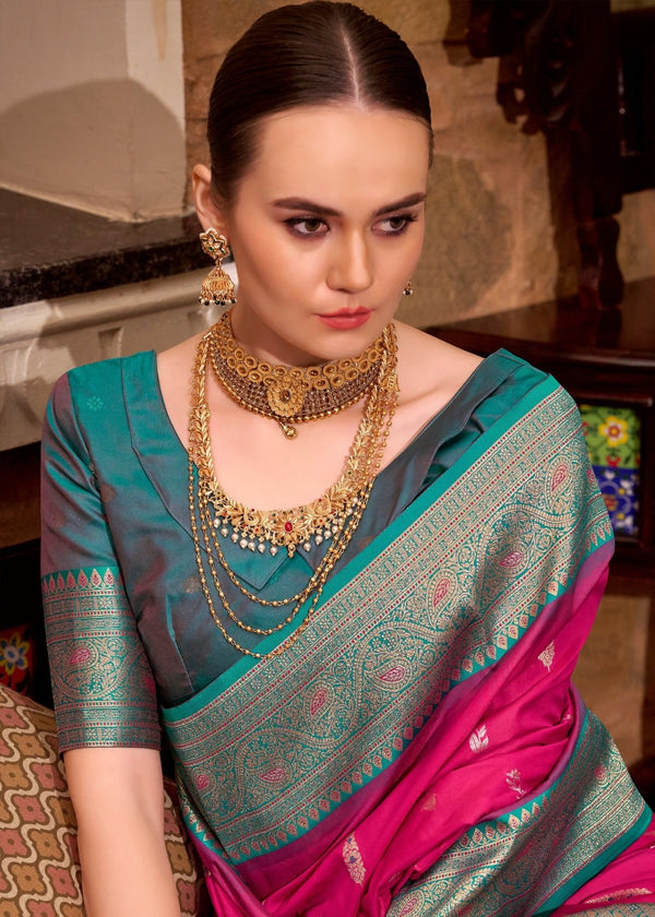 Rani Pink Banarasi Silk Saree