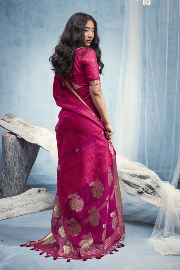 Rani Pink Banarasi Silk Saree