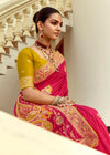 Rani Pink Banarasi Silk Saree With Contrast Blouse
