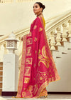 Rani Pink Banarasi Silk Saree With Contrast Blouse