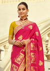 Rani Pink Banarasi Silk Saree With Contrast Blouse