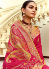 Rani Pink Banarasi Silk Saree With Contrast Blouse