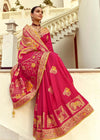 Rani Pink Banarasi Silk Saree With Contrast Blouse