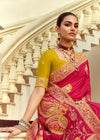 Rani Pink Banarasi Silk Saree With Contrast Blouse