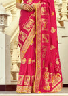Rani Pink Banarasi Silk Saree With Contrast Blouse