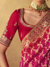 Rani Pink Bandhani Banarasi Georgette Saree, contrast blouse close-up