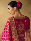Rani Pink Bandhani Banarasi Georgette Saree, back view