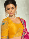 Rani Pink Bandhani Banarasi Georgette Saree With Contrast Blouse