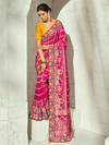 Rani Pink Bandhani Banarasi Georgette Saree With Contrast Blouse