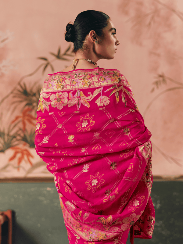 Rani Pink Bandhani Patola Silk Saree