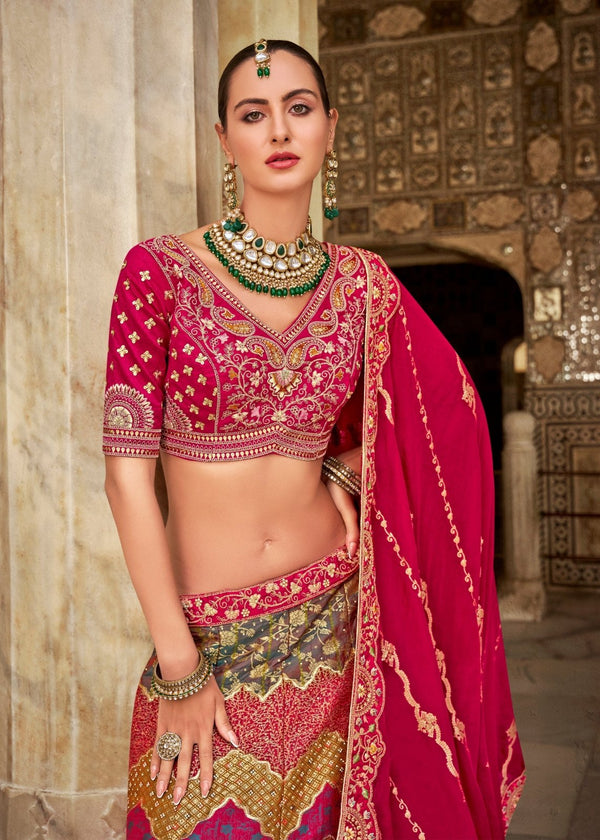 Rani Pink Bridal Banarasi Lehenga Choli