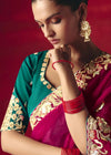 Rani Pink Designer Silk Saree with Contrast Blouse