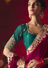Rani Pink Designer Silk Saree with Contrast Blouse