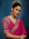 Rani Pink Designer Silk Saree with Heavy Embroidered Blouse