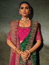 Rani Pink Embroidered Designer Tissue Silk Saree