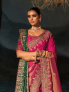 Rani Pink Embroidered Designer Tissue Silk Saree