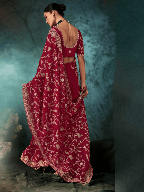 Rani Pink Georgette Silk Saree