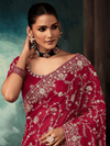 Rani Pink Georgette Silk Saree