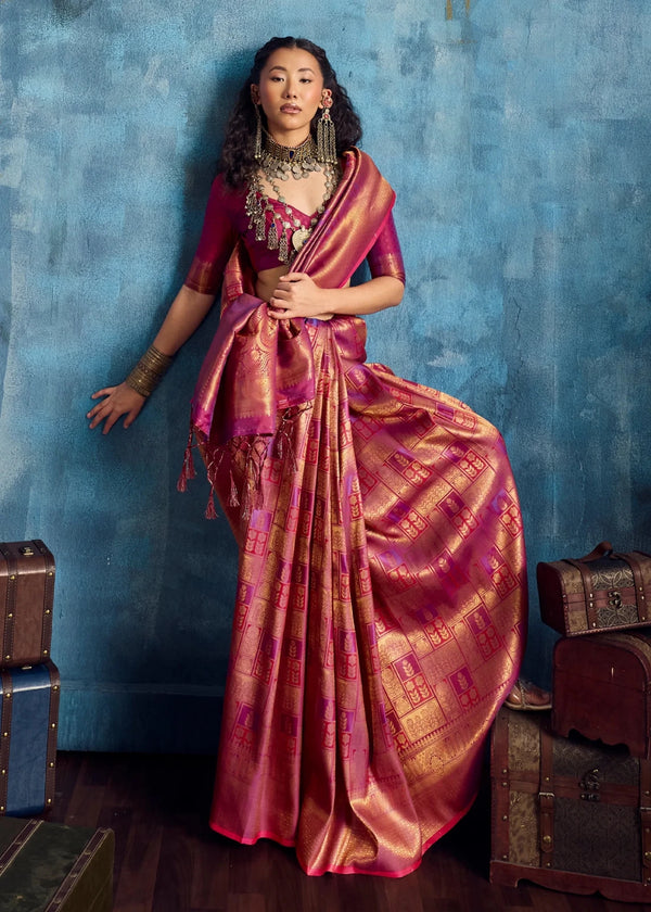 Rani Pink Kanjivaram Silk Saree