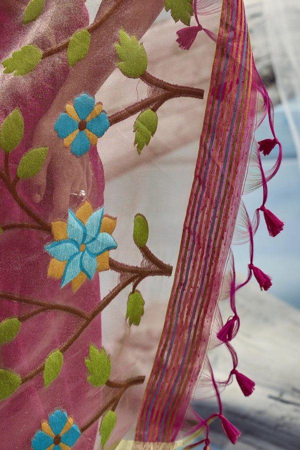 Rani Pink Paithani Cotton Silk Saree